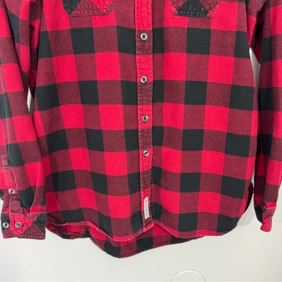 Roots Buffalo Plaid Flannel Shirt Womens S Black Red Check Long Sleeve Button Up - Picture 5 of 11